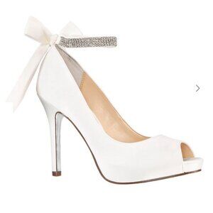 Nina Shoes Karen Women's Elegant Steel Satin High Heel Open-Toe Pumps with Ankle